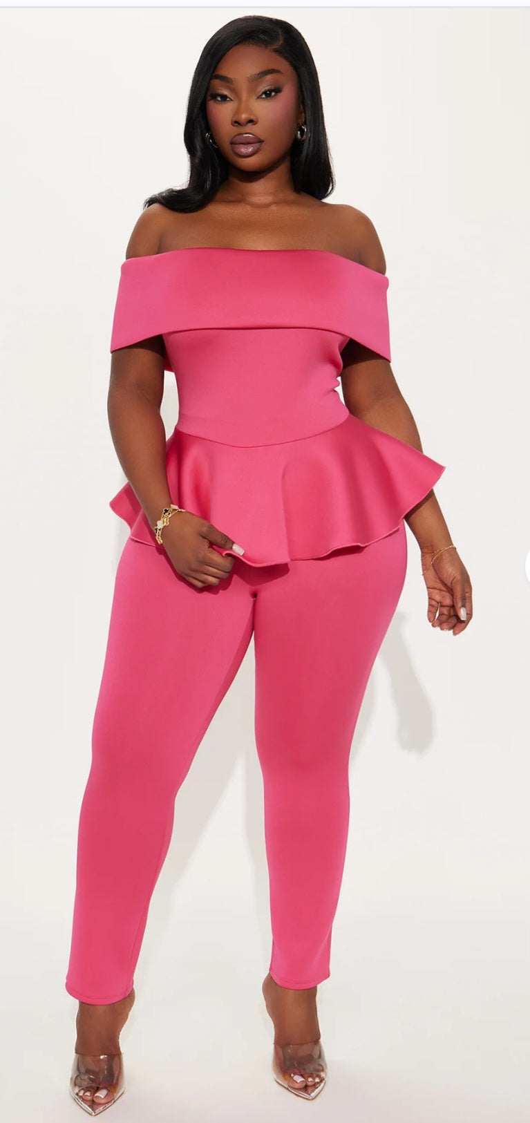 OFF SHOULD PEPLUM PANT SET -1