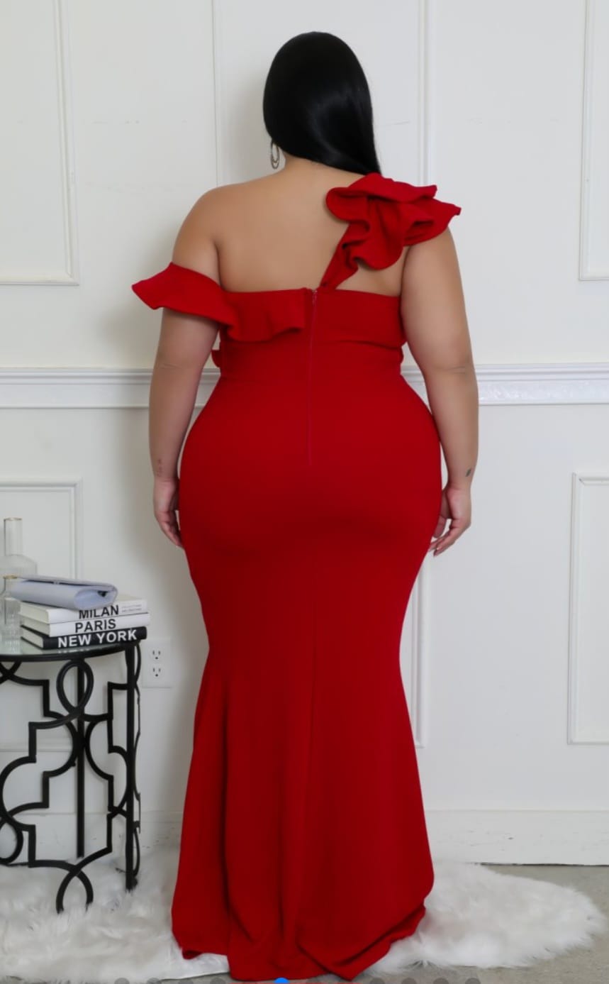 SEXY ONE SHOULDER SLIT MAXI