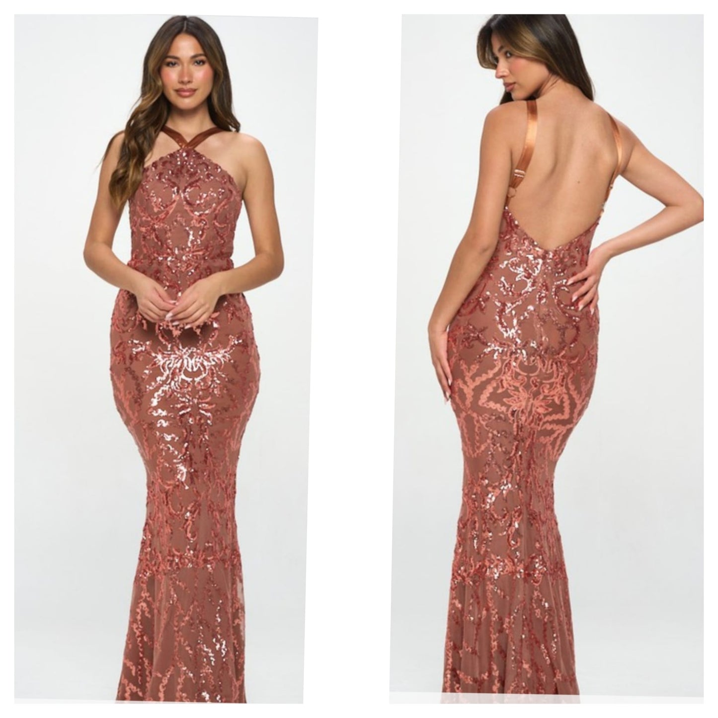 HALTER SEQUIN MAXI