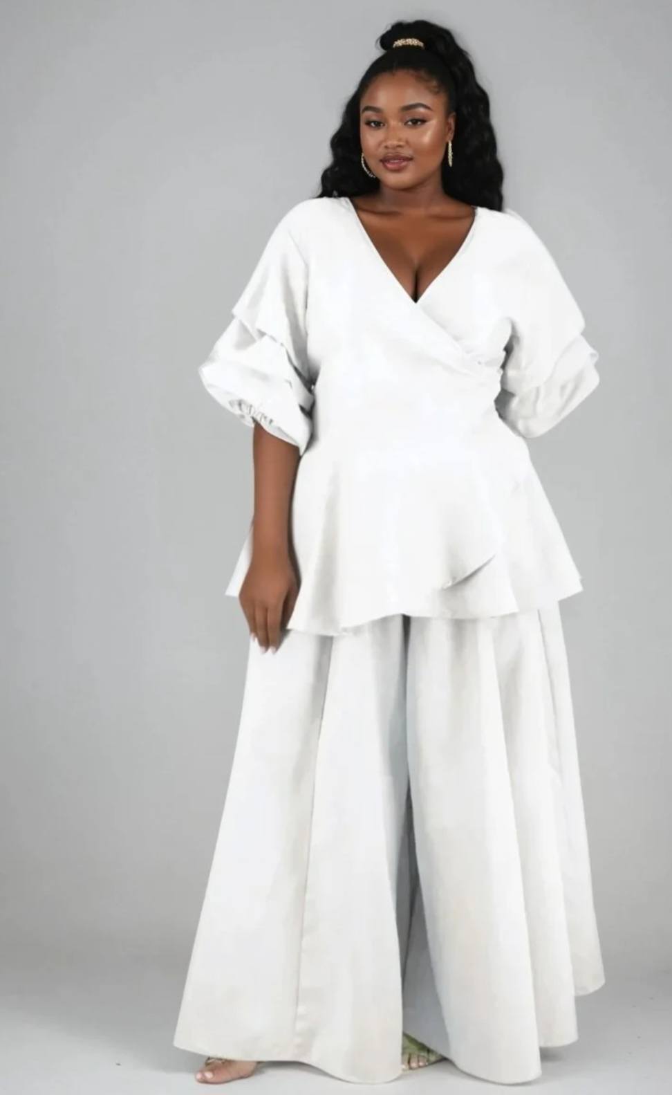 2-PIECE PALAZZO WIDE LET PANT SET (FITS SMALL - 3X)