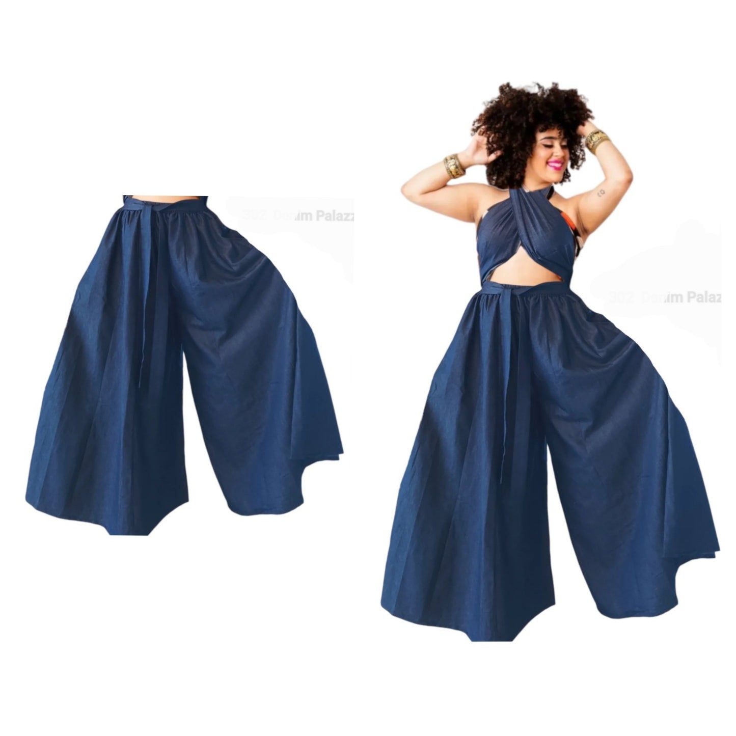 DENIM PALAZZO PANTS (FITS MED-3X)