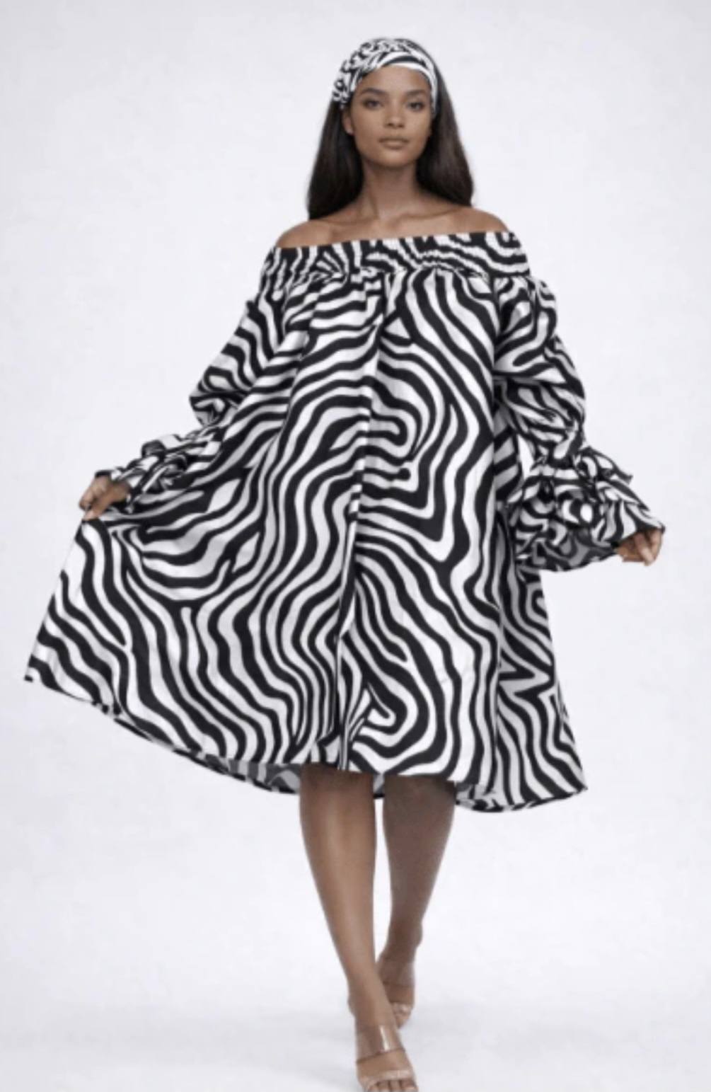 ZEBRA STRIPPED AFRICAN DRESS (FITS SMALL-3X)