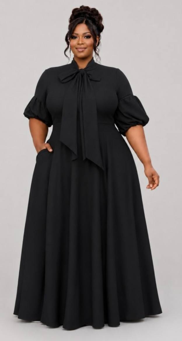 PUFF SLEEVE MAXI DRESS