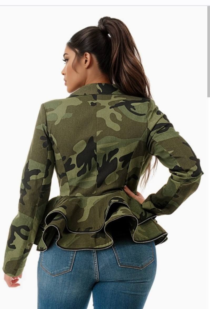 CAMO PEPLUM TOP