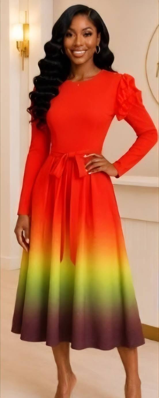 ORANGE BOUCE DRESS (FITS SMALL -3X)