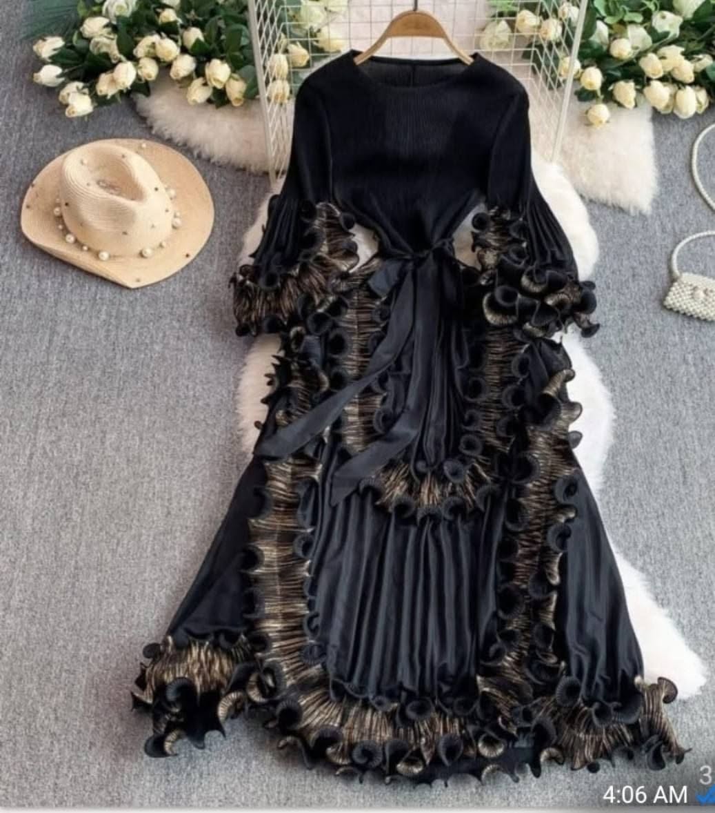 DOUBLE RUFFLE STATEMENT DRESS (FITS -SMALL-3X)
