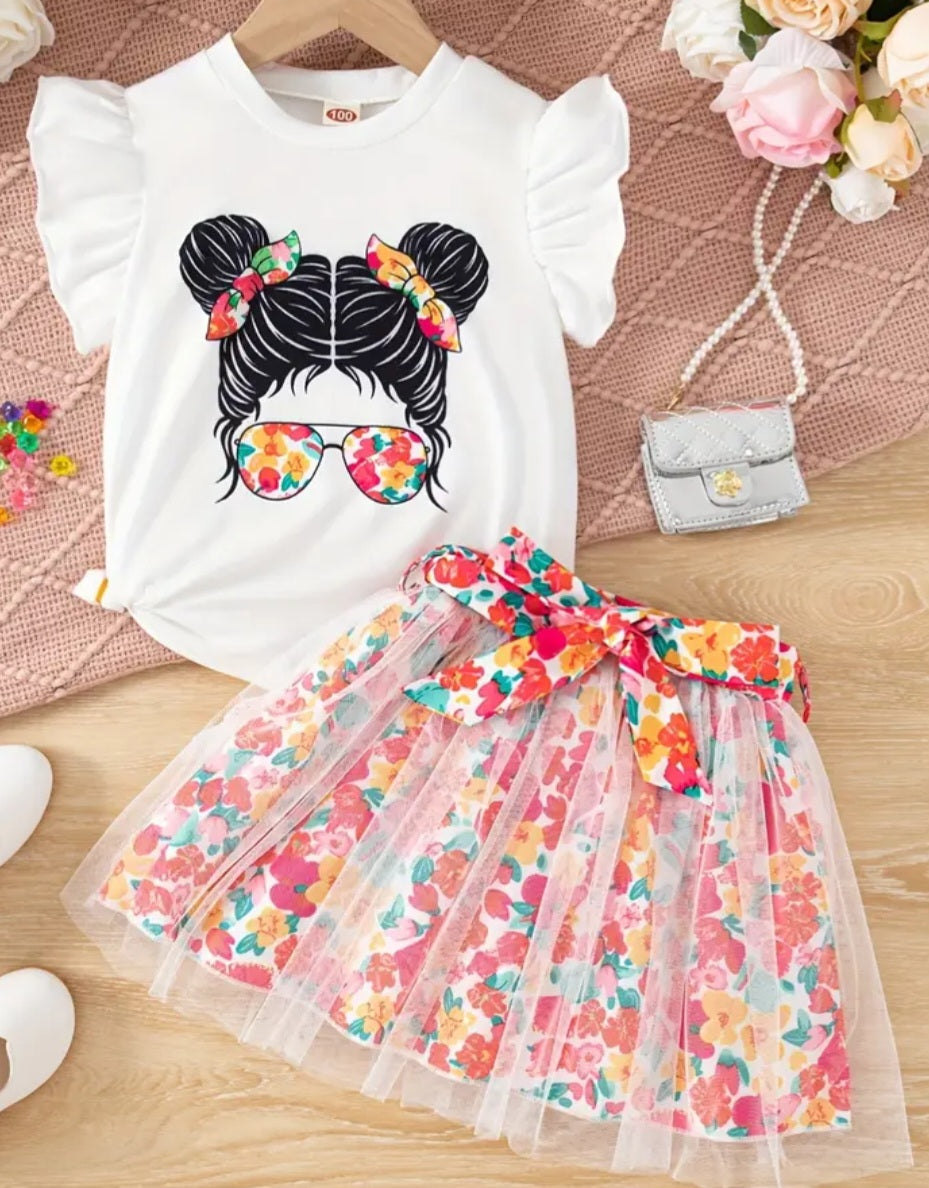 2-PIECE FLORAL PRINT SKIRT SET