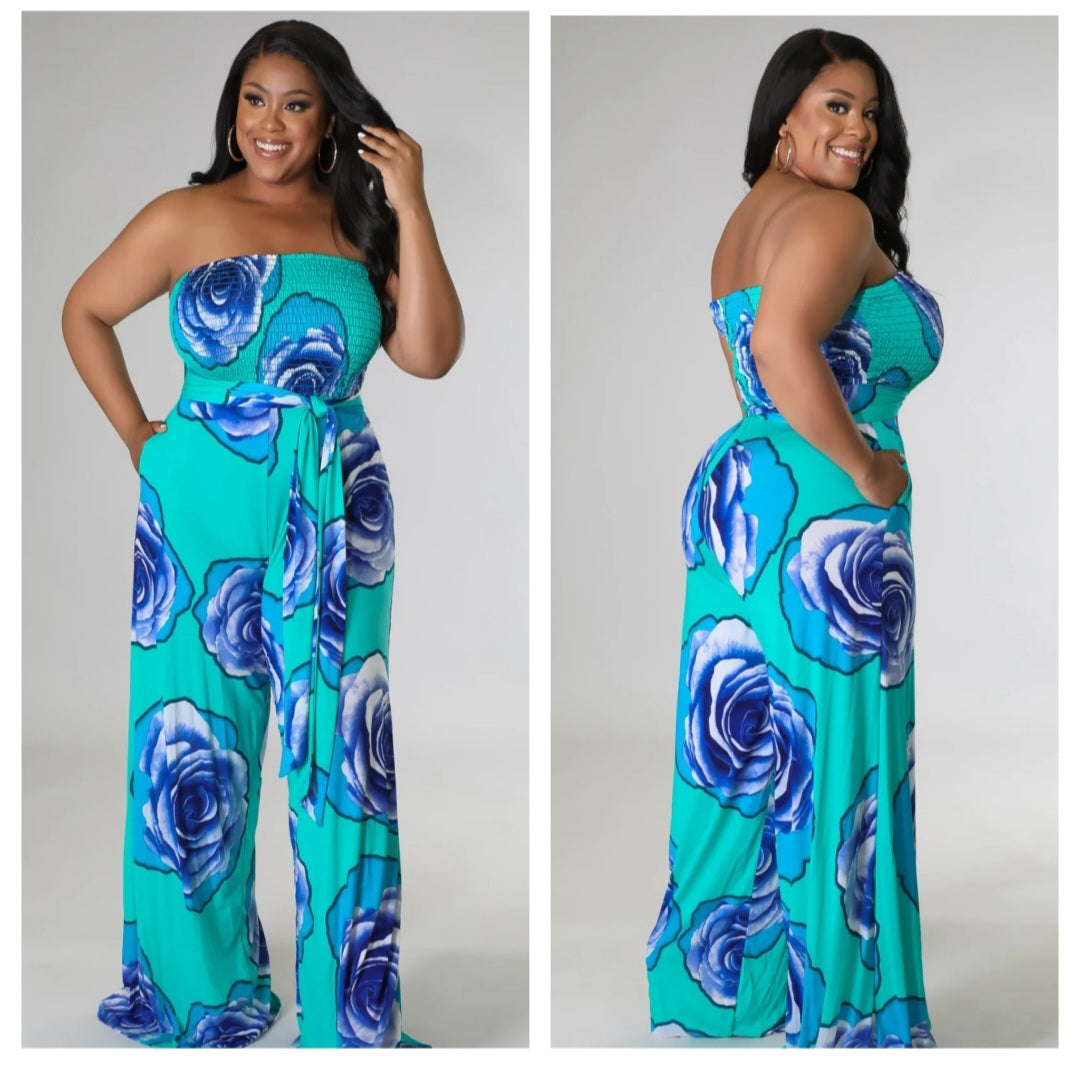FLORAL STRAPLESS JUMPER