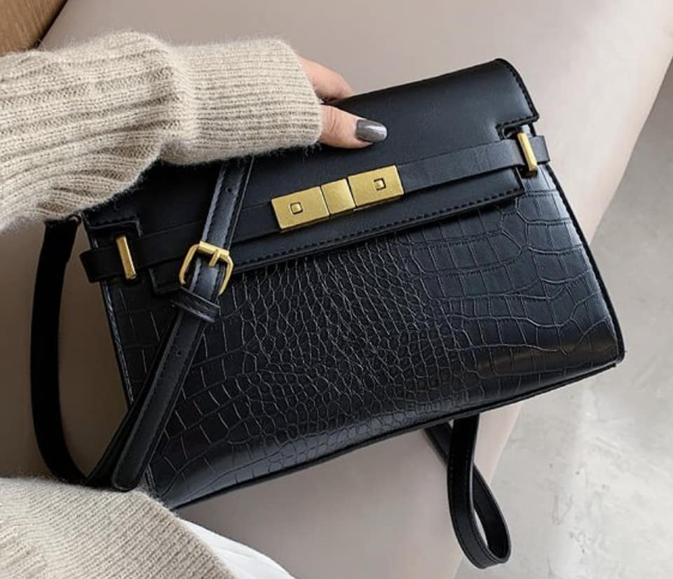CROC PATTERN SHOULDER BAG