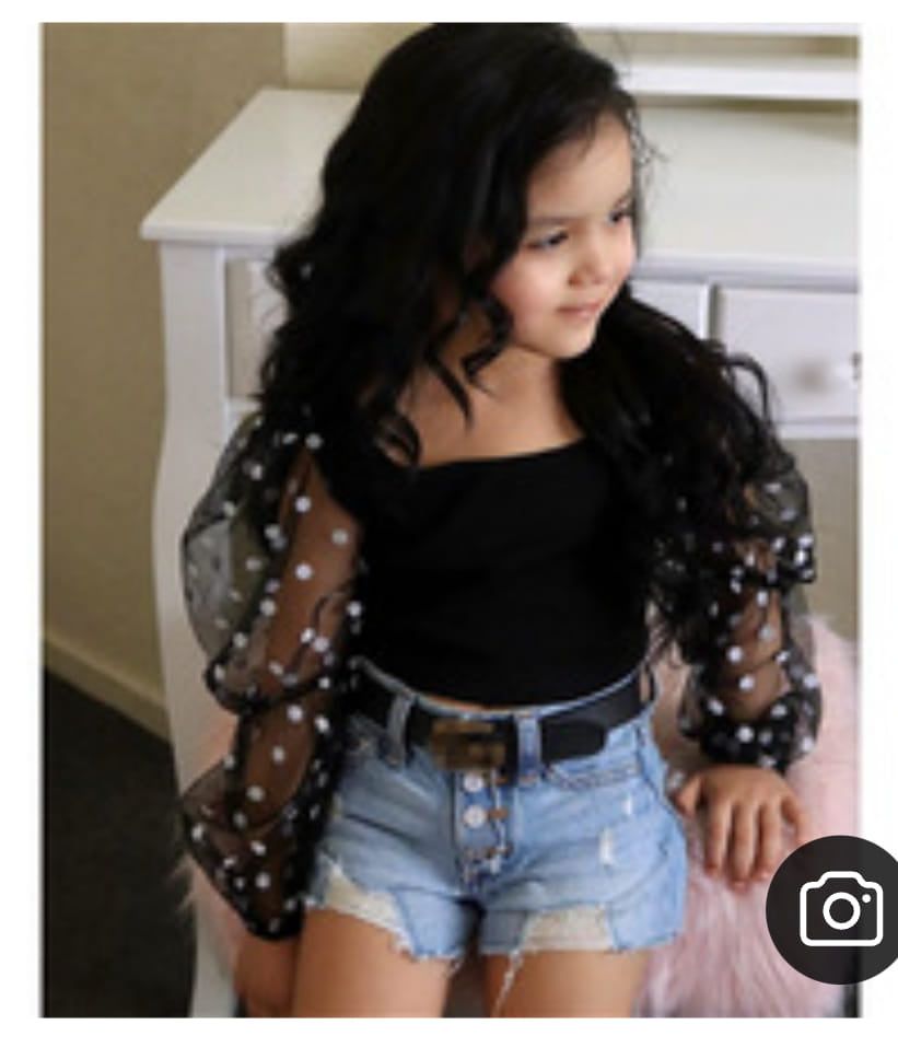 2-PIECE POLKA DOT DENIM SHORT SET