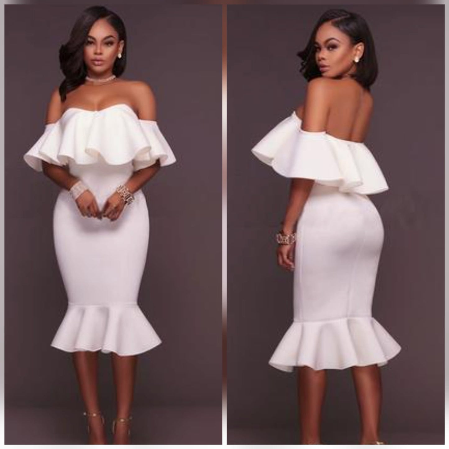 OFF SHOULDER RUFFLE BODYCON DRESS