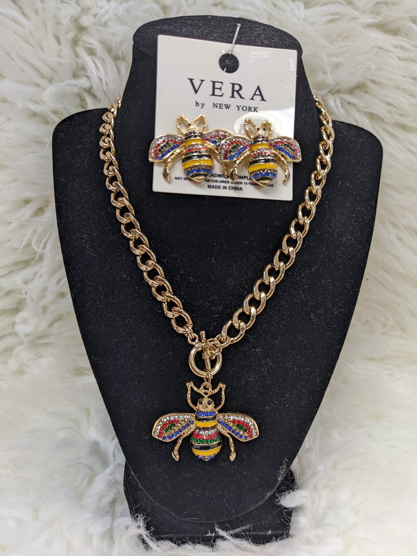 MULTI-COLOR BUMBLE BEE NECKLACE SET