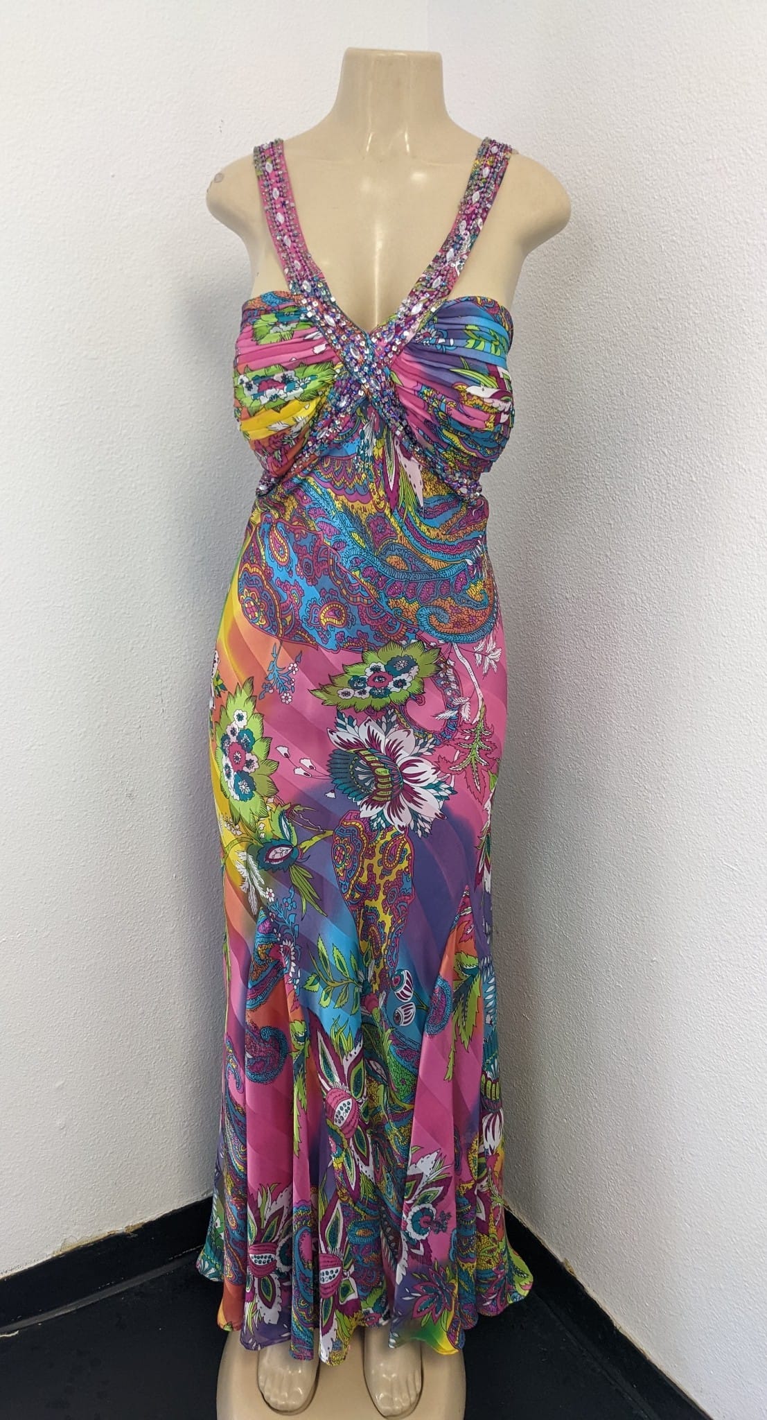 MULTI-COLOR RHNESTONE MAXI DRESS