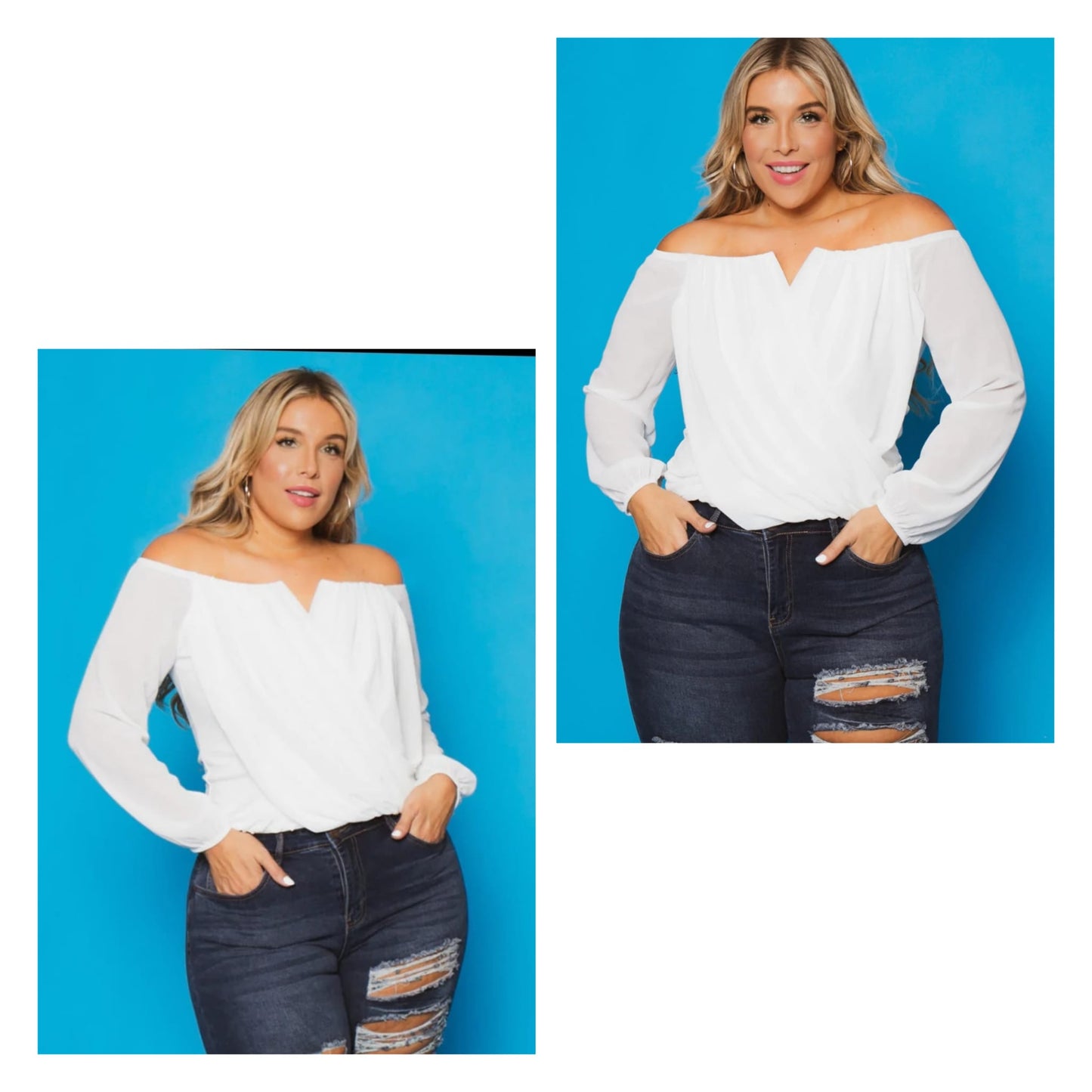 SEXY CROSS OVER V-CUT BLOUSE (PLUS SIZE)