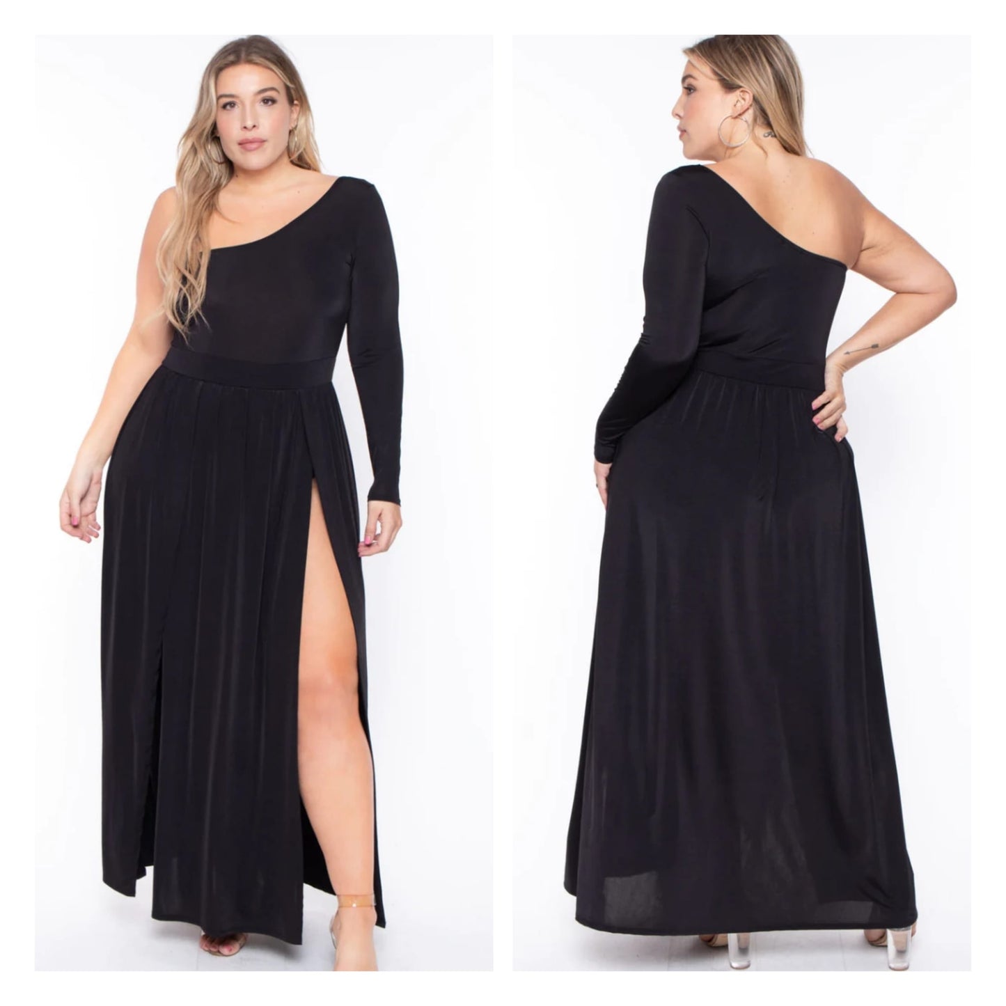 ONE SHOULDER DOUBLE SLIT MAXI