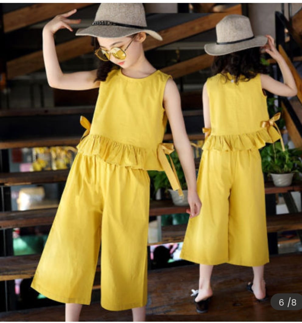 SOLID COLOR RUFFLED GAUCHO SET