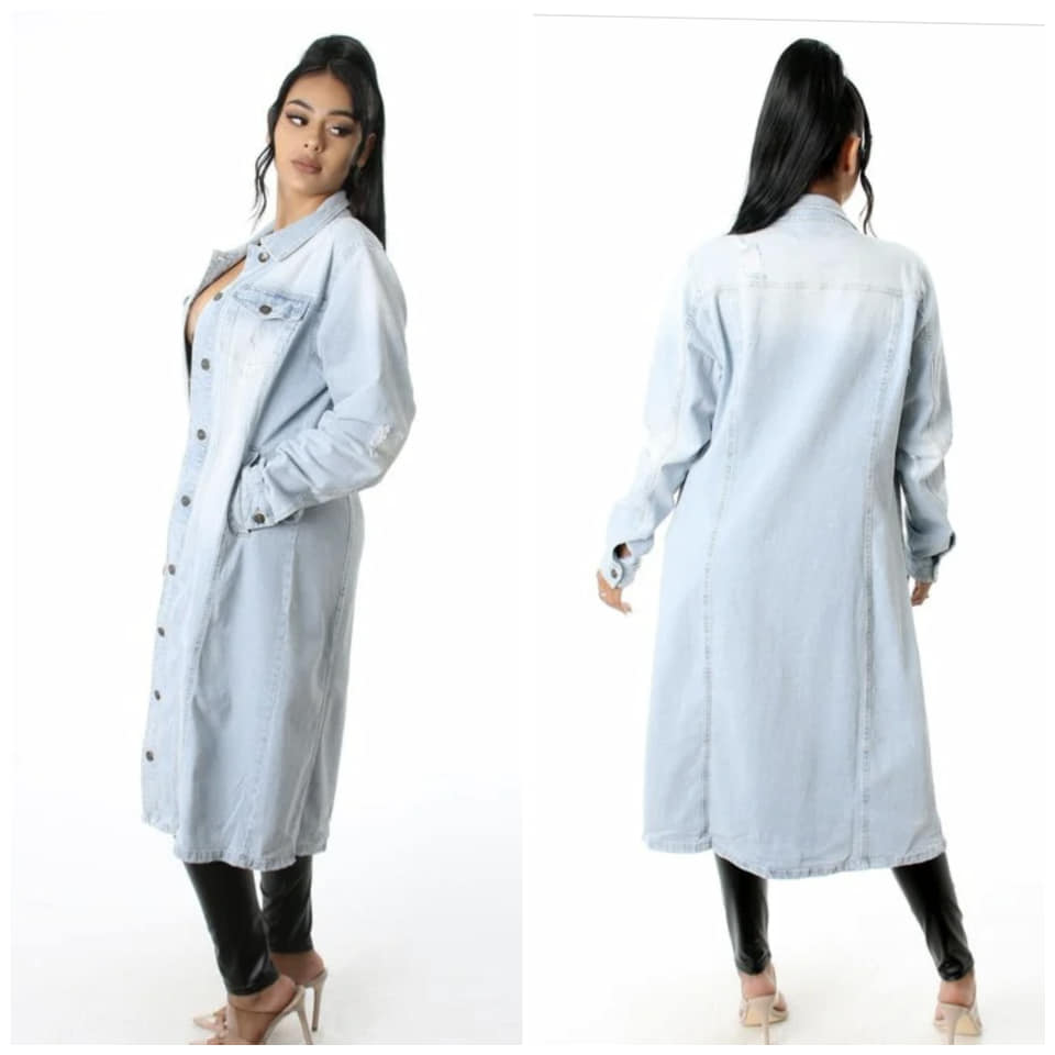 LONG SLEEVES DESTROYED DENIM JACKET