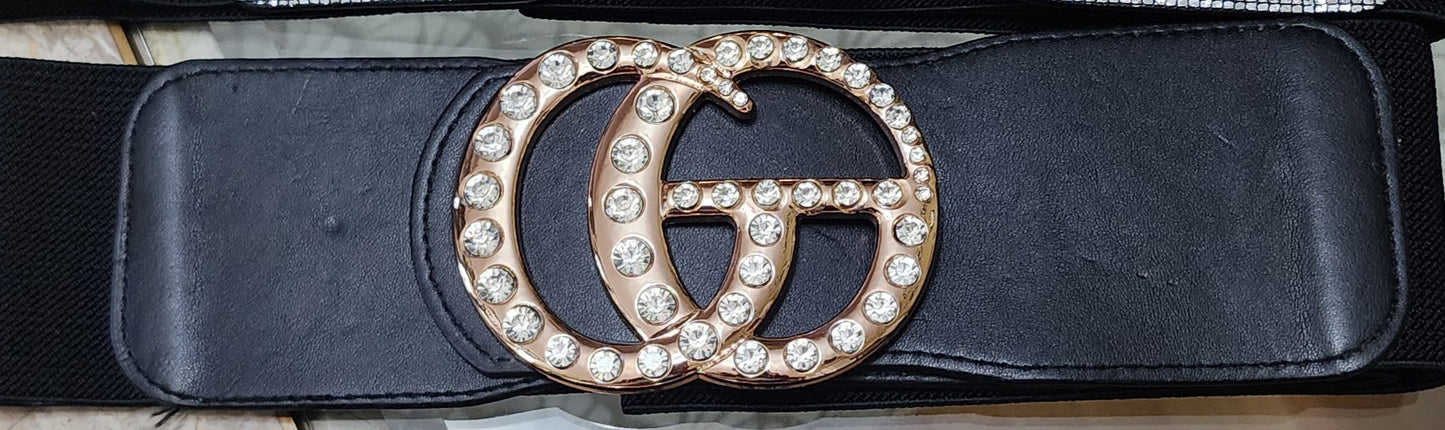 RHINESTONE DESIGNER INSPIRED GG BELT (PLUS SIZE)