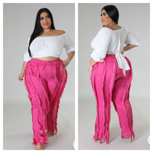 FRINGE CUFF PANTS