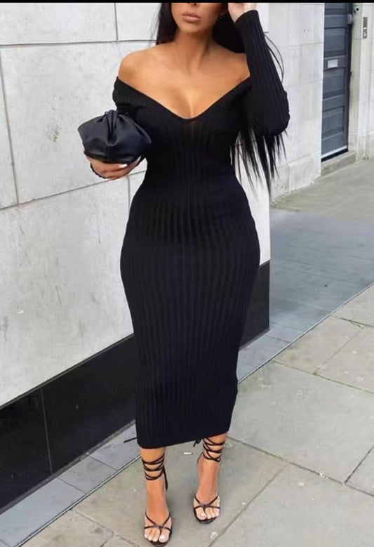 ELEGANT OFF SHOULDER BODYCON DRESS
