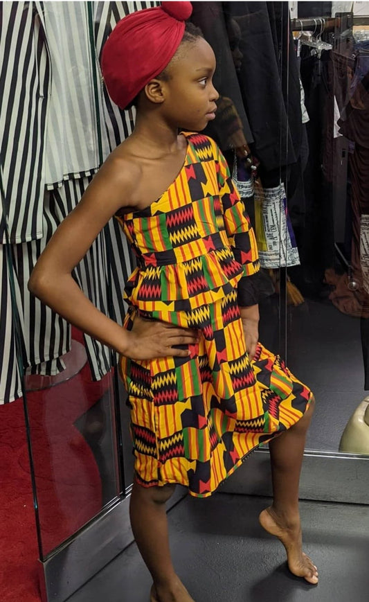 ONE SHOULDER AFRICAN PRINT DRESS