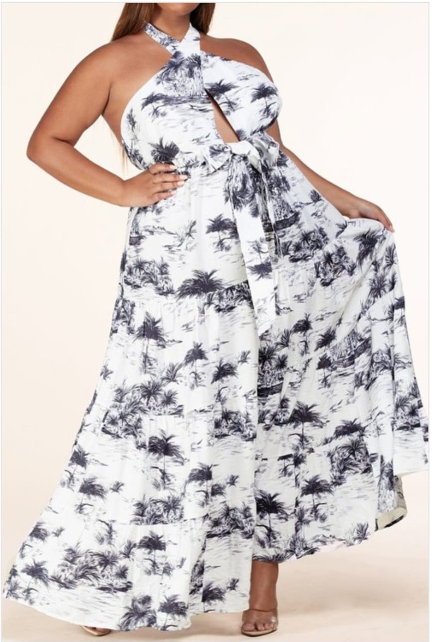 HALTER FLORAL MAXI DRESS