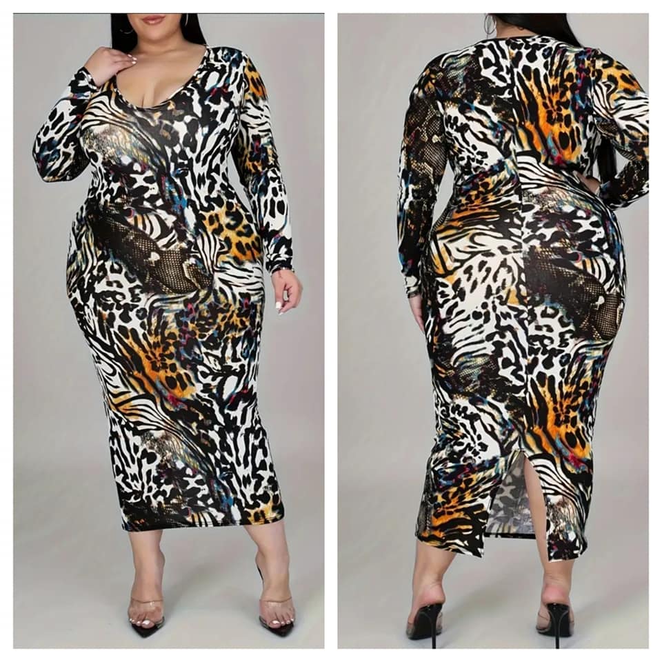 BLACK ANIMAL PRINT BODYCON