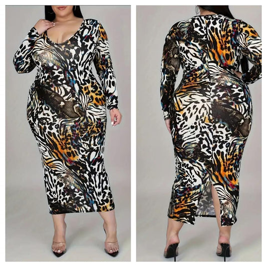 BLACK ANIMAL PRINT BODYCON