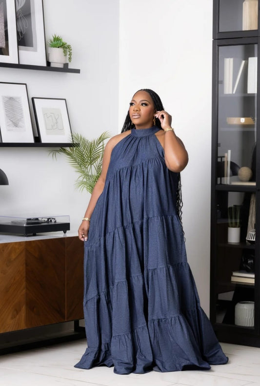 DENIM LAYERED DRESS