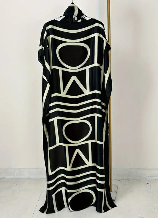 BLACK SILK KAFTAN