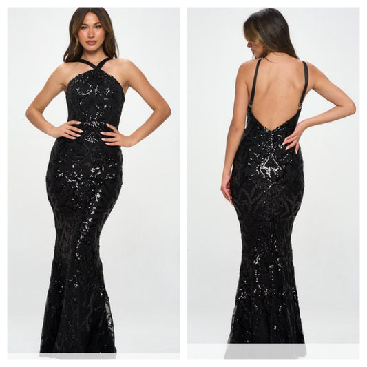 HALTER SEQUIN MAXI