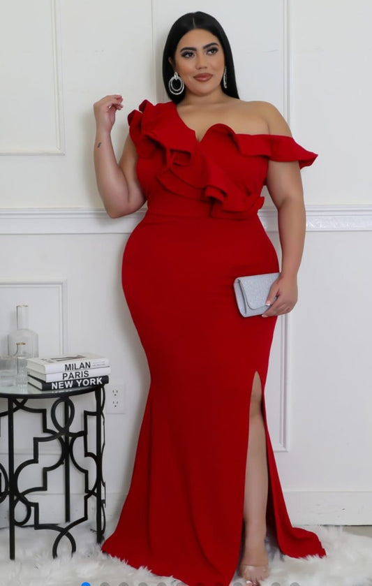 SEXY ONE SHOULDER SLIT MAXI