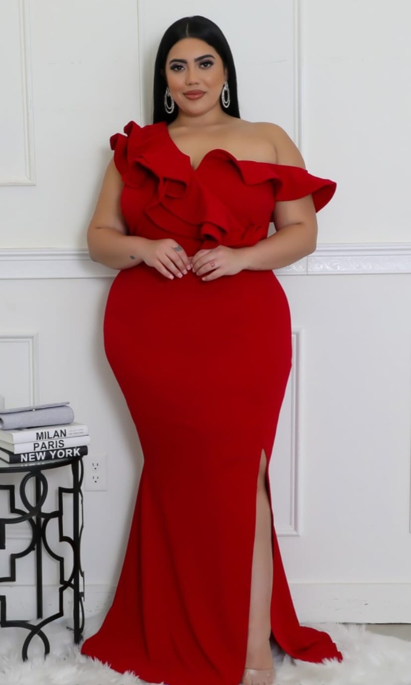 SEXY ONE SHOULDER SLIT MAXI