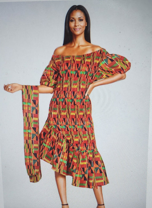 KENTE ASYMETRICAL DRESS