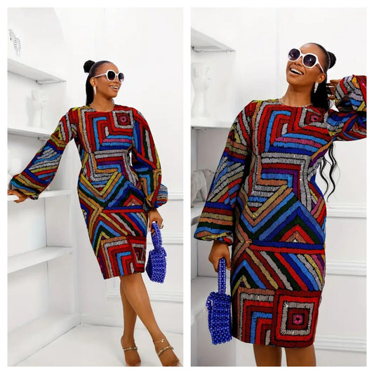 GEO AFRICAN PRINT DRESS
