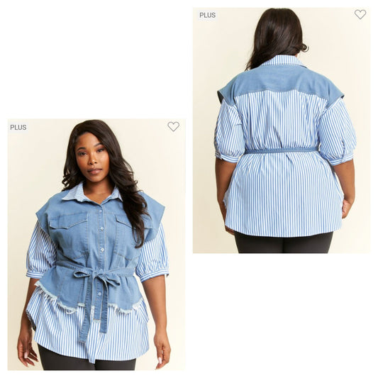 STRIPPED DENIM SHIRT