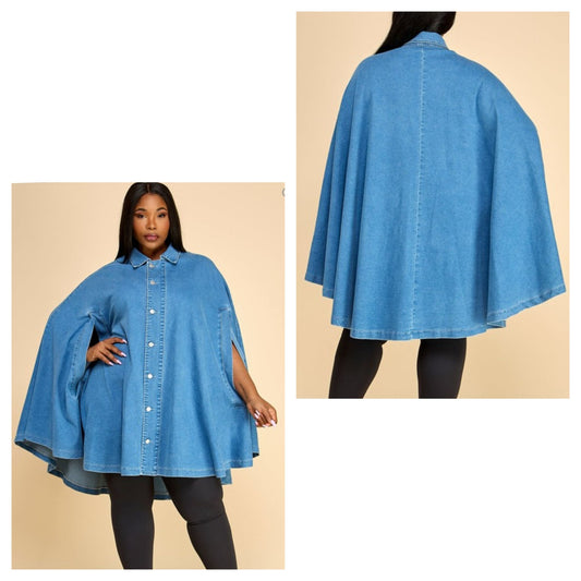 DENIM CAPE JACKET
