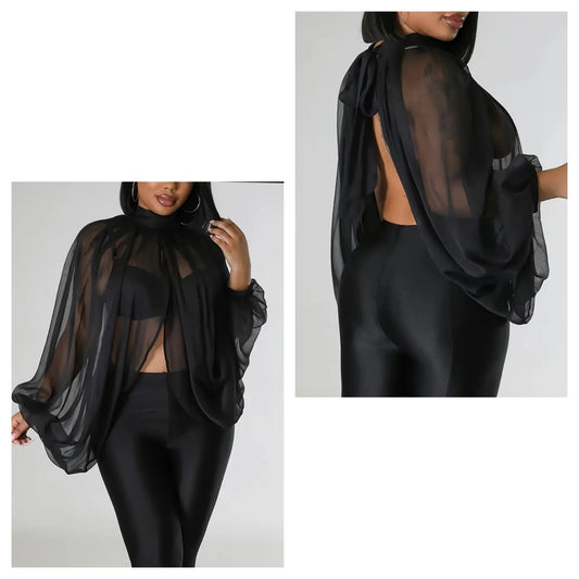 SEMI-SHEER BATWING BLOUSES