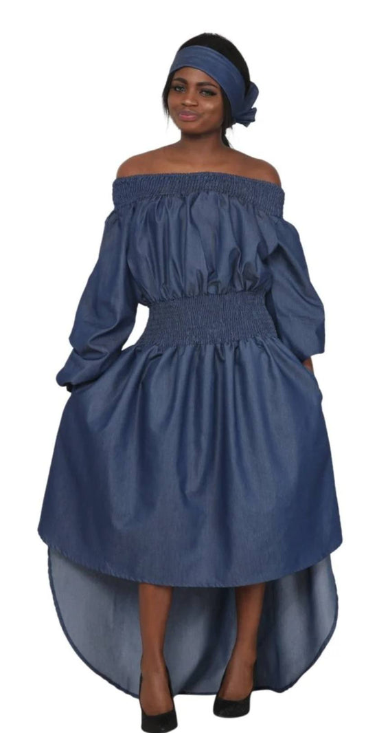 HI-LOW DENIM DRESS (ONE SIZE)