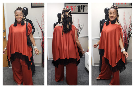 2-PIECE WIDE LEG FRINGE PANT SET