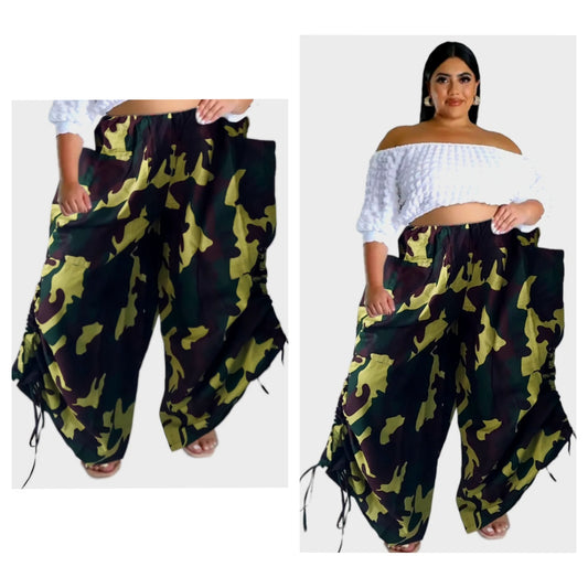 CAMO PALAZZO WITH ADJUSTABLE LEG (FIT SMALL-3X)