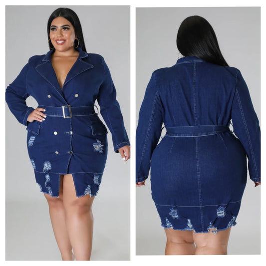 DENIM DISTRESSED DRESS