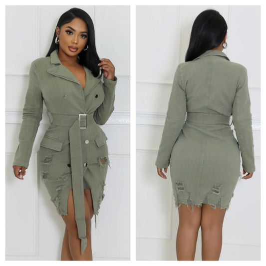 DOUBLE BREAST DENIM DRESS