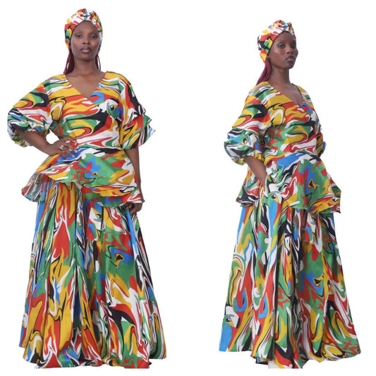 2-PIECE MULTI-COLOR PALAZZO PANT SET (FIT SIZE SMALL-3X)