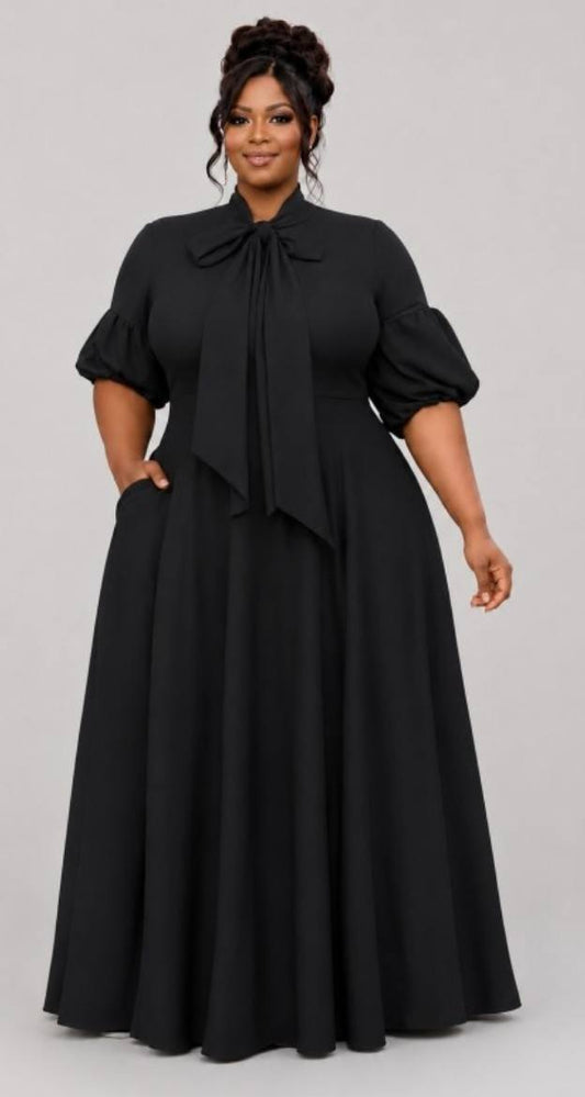 PUFF SLEEVE MAXI DRESS