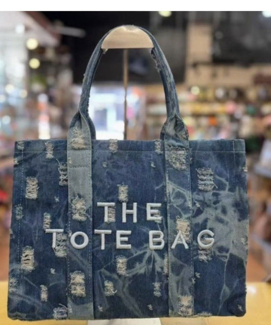 DENIM DISTRESSED TOTE BAG