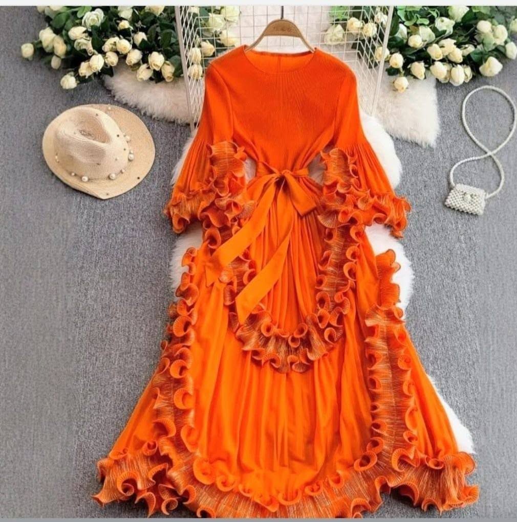 DOUBLE RUFFLE STATEMENT DRESS (FITS -SMALL-3X)