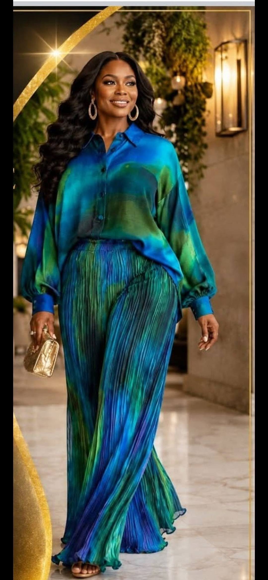 2-PIECE PLEATED PANT SET (SIZE SMALL-3X)