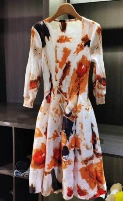 BROWN PATTERN BOUNCE DRESS (FITS - SMALL-3X)