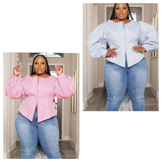 BUBBLE SLEEVE STATEMENT BLOUSE